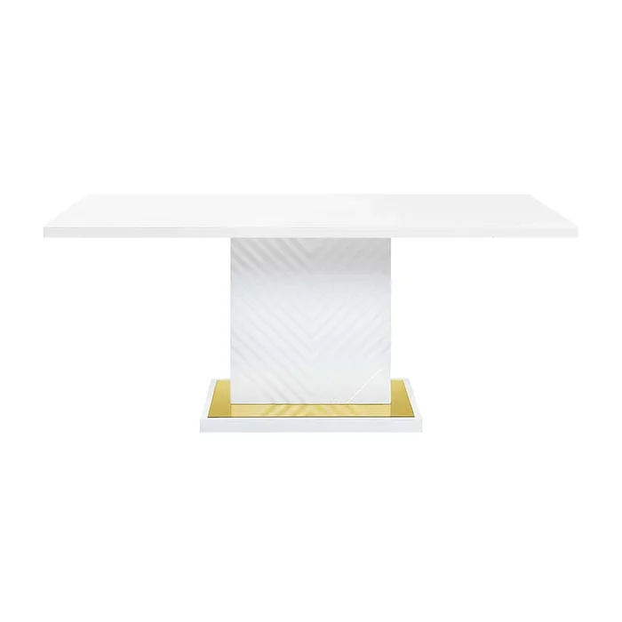 ACME Gaines White High Gloss Finish Dining Table Model DN01258