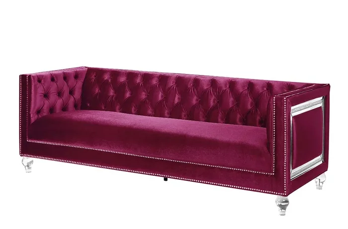 ACME Heibero Burgundy Velvet Sofa Model LV01400