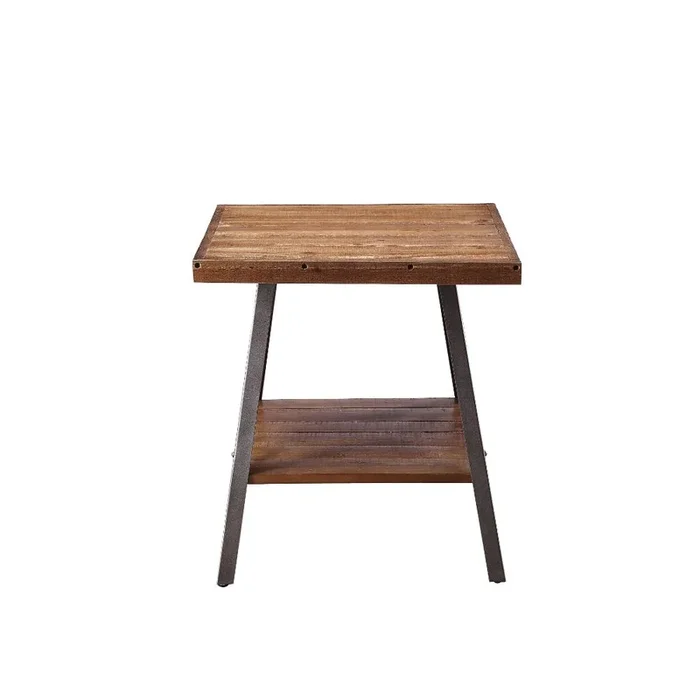 ACME Ikram Weathered Oak & Sandy Black Accent Table Model 81177