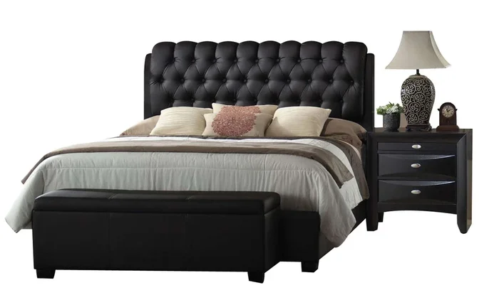 Acme Ireland Eastern King PU Platform Bed in Black 14347EK