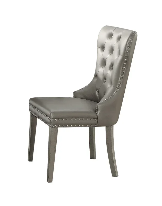 ACME Kacela Silver PU & Antique Silver Finish Side Chair Model 72157