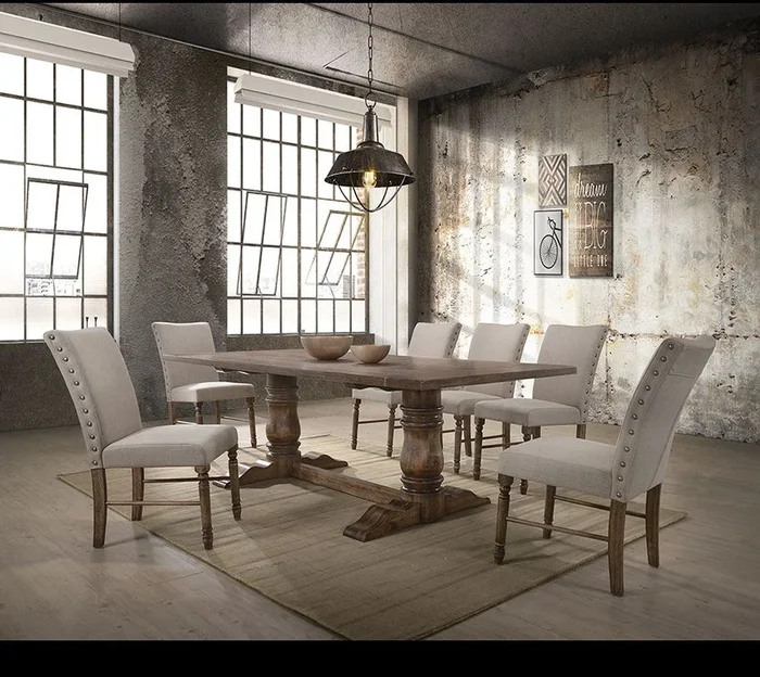 ACME Leventis Weathered Oak Dining Table Model 74655