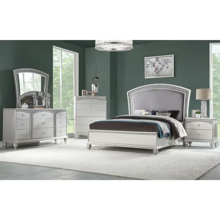ACME Maverick Fabric & Platinum Bed Model 21800