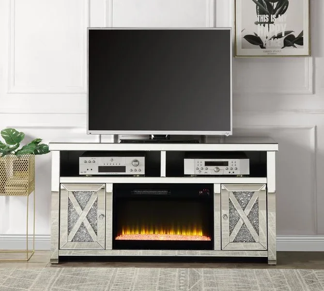 ACME Noralie Mirrored & Faux Diamonds TV Stand Model LV00318