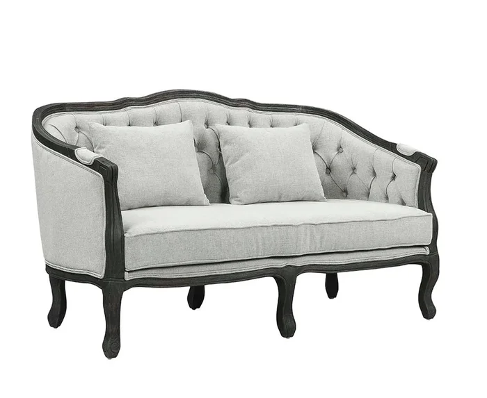 ACME Samael Gray Linen & Dark Brown Finish Loveseat Model LV01128