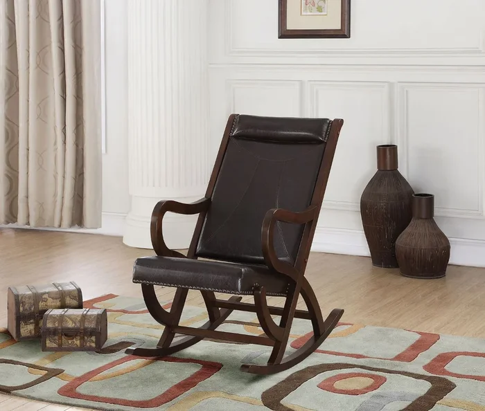 ACME Triton Espresso PU & Walnut Rocking Chair Model 59535