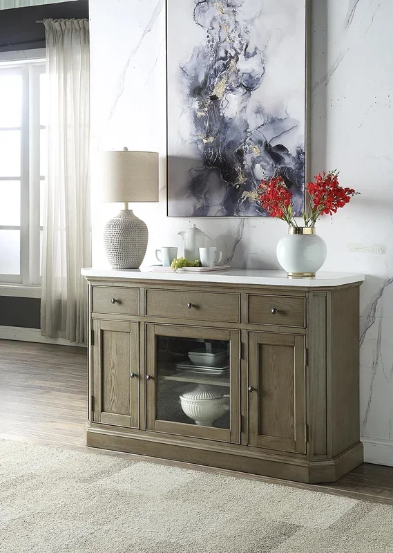 ACME Zumala Marble & Weathered Oak Finish Server Model 73263