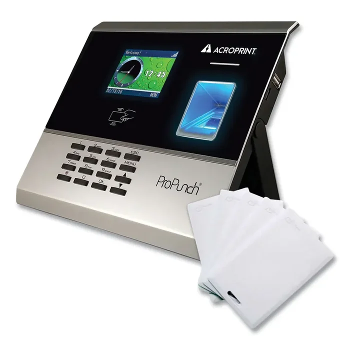 Acroprint® Propunch Biometric And Proximity Bundle, 50 Employees, Black