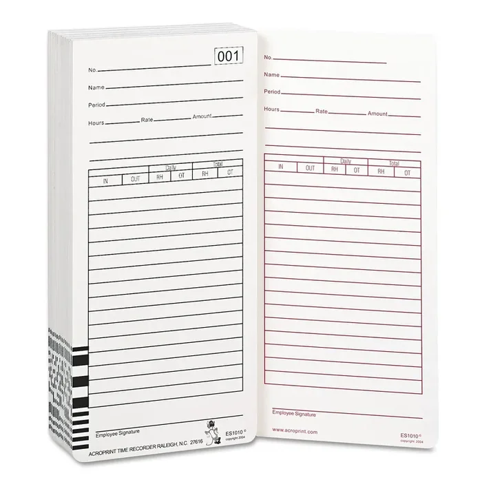 Acroprint® Time Clock Cards For Acroprint Es1000, Two Sides, 3.5 X 7, 100/pack