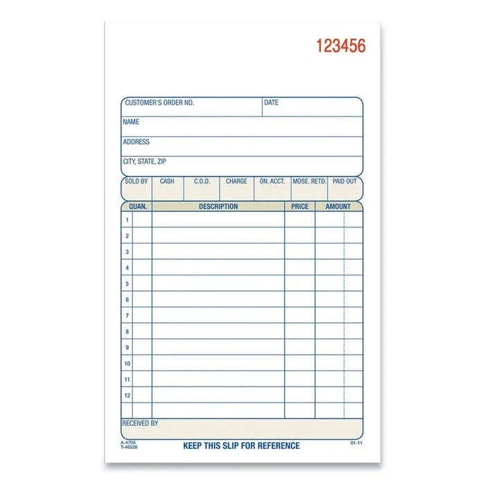 Adams® Multipart Sales Order Pad, Three-Part Carbonless, 4.19 x 6.69, 50 Forms/Pad, 10 Pads/Carton