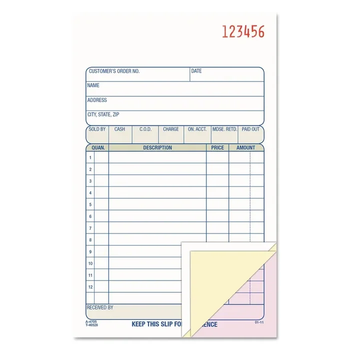Adams® Multipart Sales Order Pad, Three-Part Carbonless, 4.19 x 6.69, 50 Forms Total