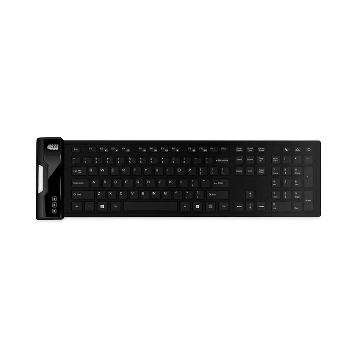 Adesso Slimtouch 232 Antimicrobial Waterproof Flex Keyboard, 120 Keys, Black