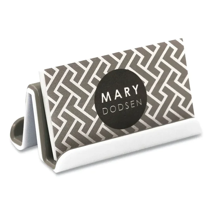 Advantus Fusion Double-Sided Business Card Holder, Holds 2.25 X 4 Cards, Polypropylene, Gray/white