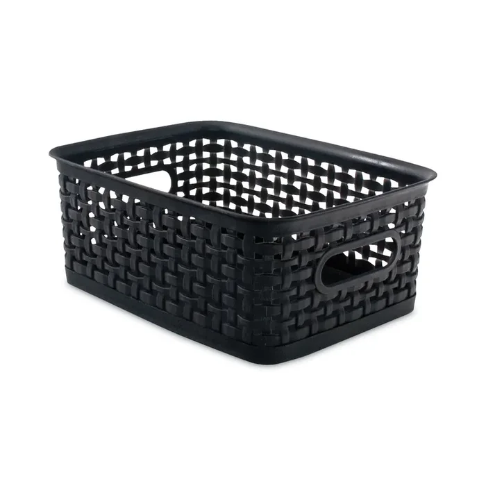 Advantus Plastic Weave Bin, Small, 10″ X 7.5″ X 4″, Black