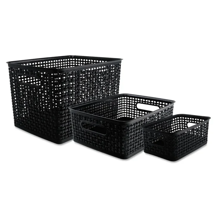 Advantus Weave Bins, 13.63 X 10.75 X 9, Black, 3/pack