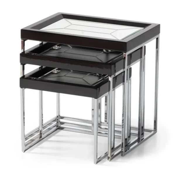 AICO Furniture Carmela Nesting Tables in Glossy Charcoal Sand