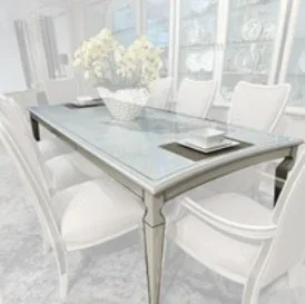 AICO Furniture La Marisia 4 Leg Rectangular Dining Table in Creamy Pearl