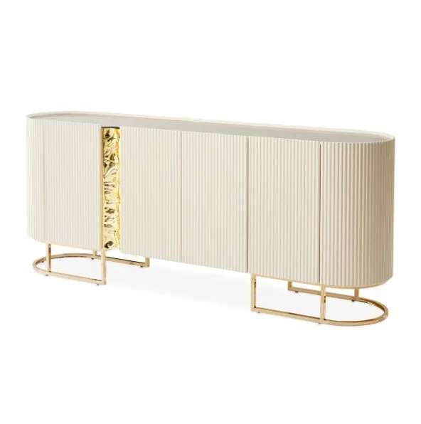 AICO Furniture Lisbon Console Table in Silken Matte Cream