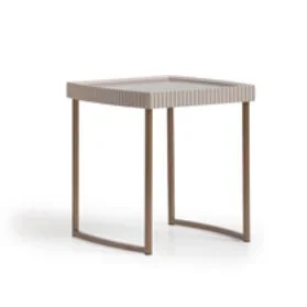 AICO Furniture Lisbon Side Table in Silken Cream Bronze