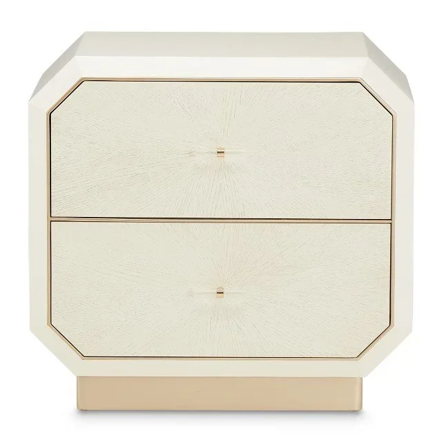 AICO La Rachelle Nightstand/End Table 2 Drawers in Medium Champagne