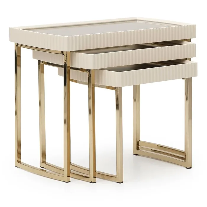 AICO Lisbon Nesting Tables in Silken Matte Cream