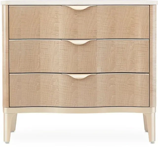 AICO Malibu Crest 3 Drawer Nightstand in Blush