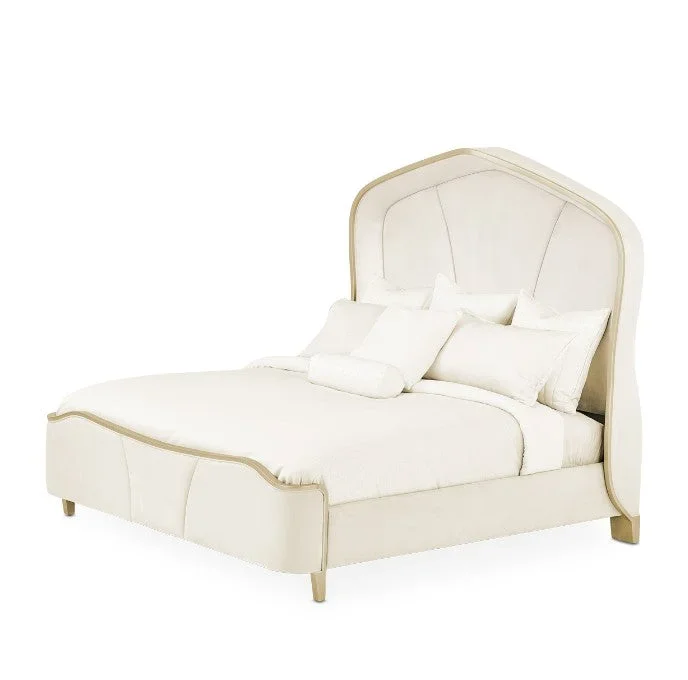AICO Malibu Crest Queen Curved Panel Bed in Chardonnay