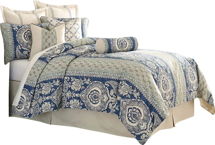 AICO Provence 9-pc Queen Duvet Set in Cadet
