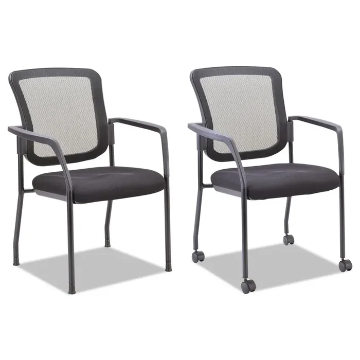 Alera® Alera Elusion Series Mesh Back Stacking Guest Chair, 26″ x 25.6″ x 36.2″, Black Seat, Black Back, Black Base