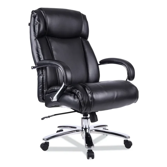 Alera® Alera Maxxis Series Big/Tall Bonded Leather Chair, Supports 500 lb, 19.7″ to 25″ Seat Height, Black Seat/Back, Chrome Base