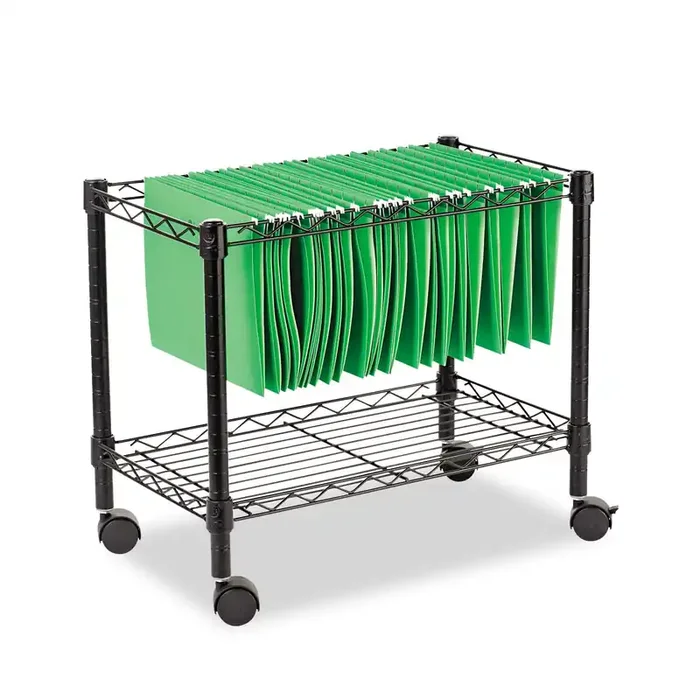 Alera® One-Tier File Cart for Side-to-Side Filing, Metal, 1 Shelf, 1 Bin, 24″ x 14″ x 21″, Black