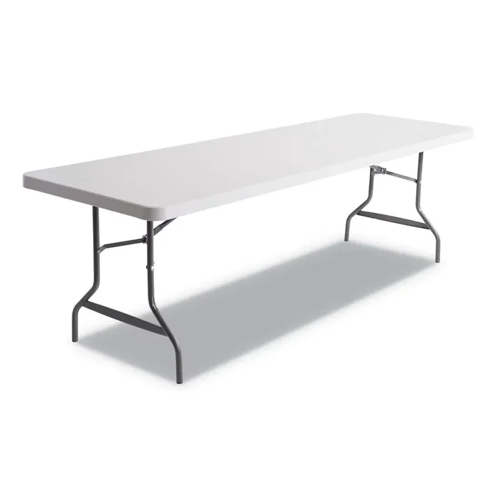 Alera® Resin Rectangular Folding Table, Square Edge, 96w X 30d X 29h, Platinum