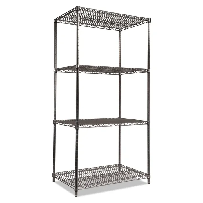 Alera® Wire Shelving Starter Kit, Four-Shelf, 36w X 24d X 72h, Black Anthracite
