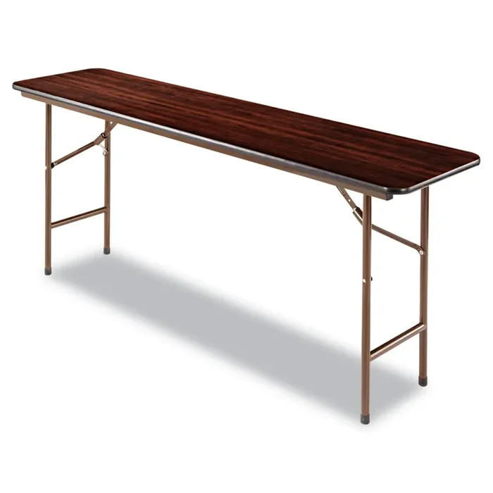 Alera® Wood Folding Table, Rectangular, 71.88w X 17.75d X 29.13h, Mahogany