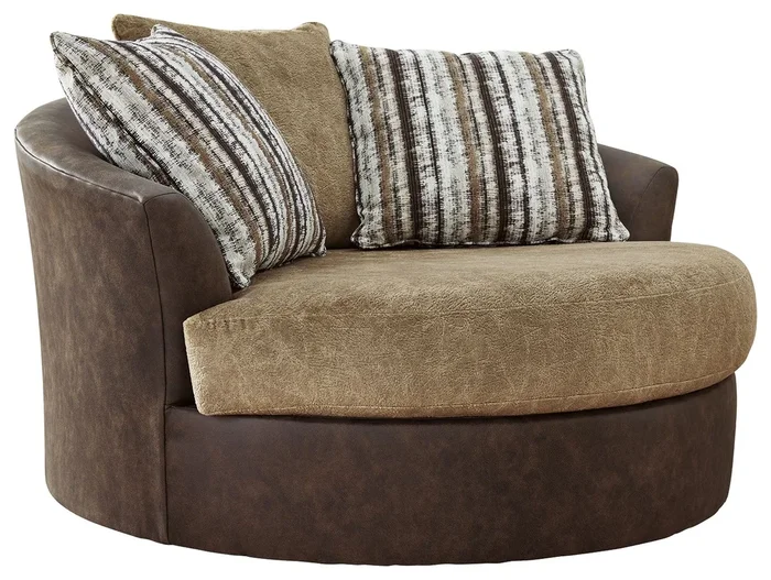 Alesbury – Oversized Swivel Accent Chair – Chocolate