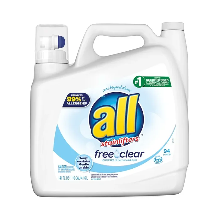 All® Ultra Free Clear Liquid Detergent, Unscented, 141 Oz Bottle, 4/carton