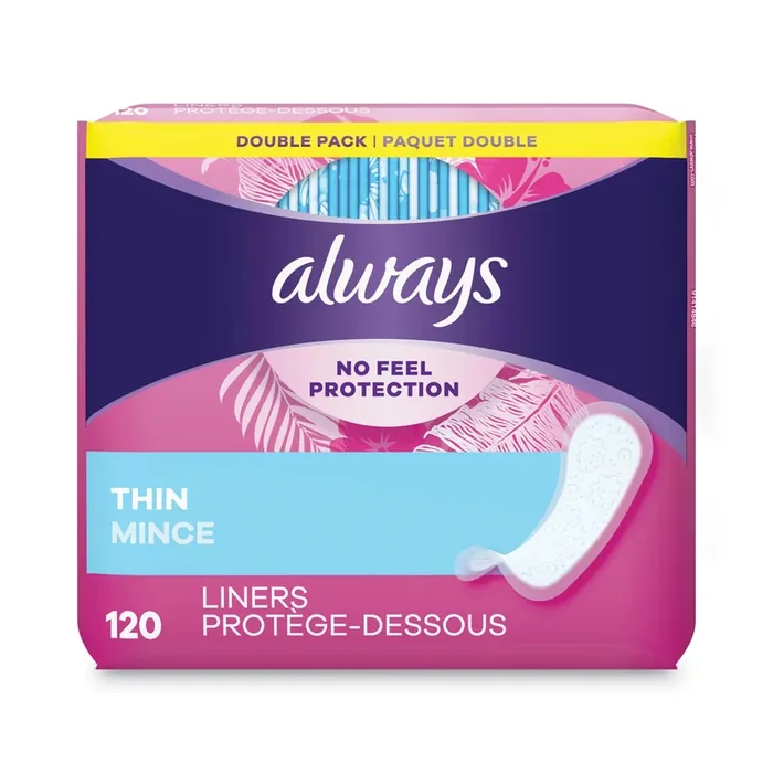Always® Thin Daily Panty Liners, Regular, 120/pack