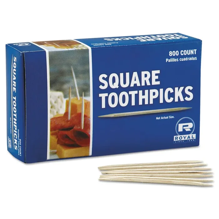 AmerCareRoyal® Square Wood Toothpicks, 2.75″, Natural, 800/box, 24 Boxes/carton