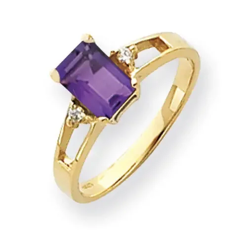 Amethyst Diamond Ring 14k Gold 7x5mm Emerald Cut Y4757AM/A