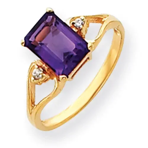 Amethyst Diamond Ring 14k Gold 8x6mm Emerald Cut Y4749AM/A