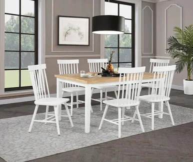 Andrews 7-piece Rectangular Dining Set Light Ash and White / CS-122501-S7W