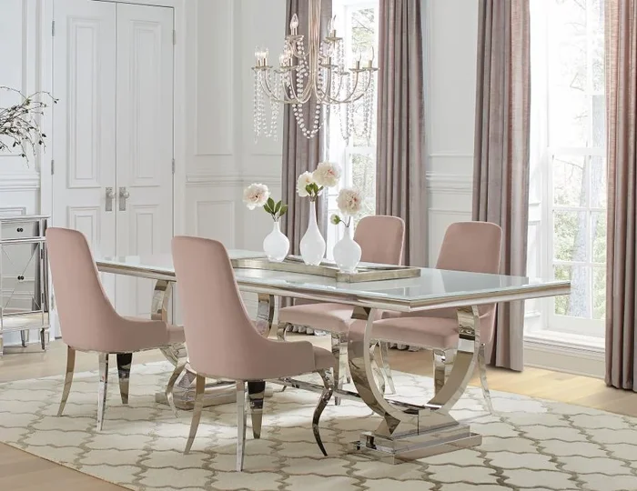 Antoine – Rectangle Glass Top Dining Table Set