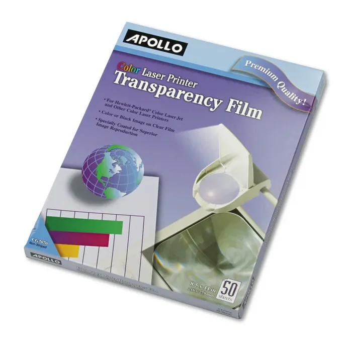 Apollo® Color Laser Transparency Film, 8.5 X 11, 50/box