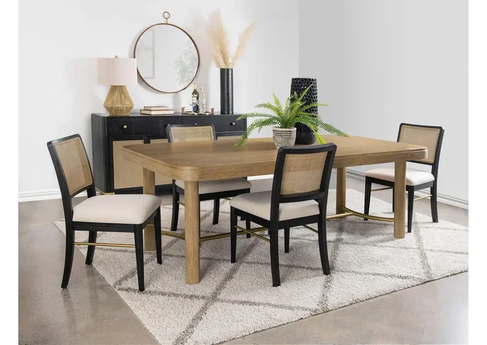 Arini 5-piece Extension Leaf Dining Table Set Sand Wash and Black
