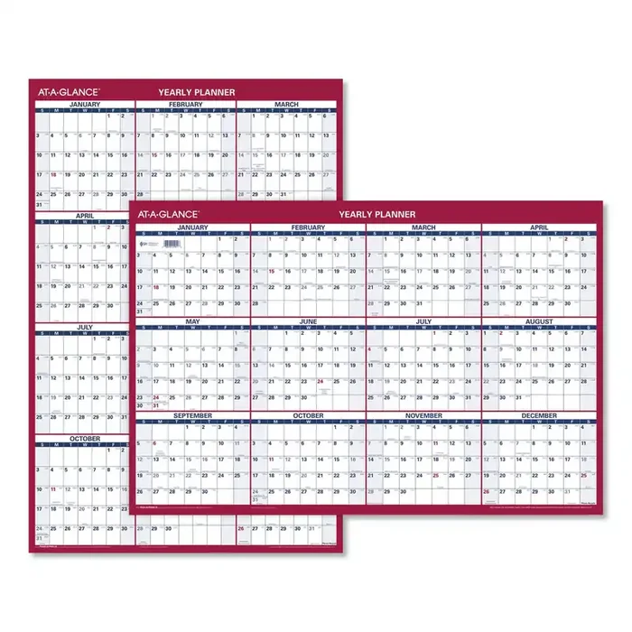 AT-A-GLANCE® Erasable Vertical/Horizontal Wall Planner, 24 x 36, White/Blue/Red Sheets, 12-Month (Jan to Dec) 2025