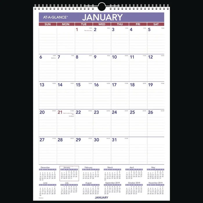 AT-A-GLANCE® Erasable Wall Calendar, 12 x 17, White Sheets, 12-Month (Jan to Dec) 2025