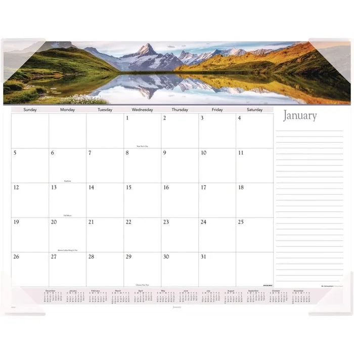 AT-A-GLANCE® Landscape Panoramic Desk Pad, Landscapes Photography, 22 x 17, White Sheets, Clear Corners, 12-Month (Jan to Dec) 2025