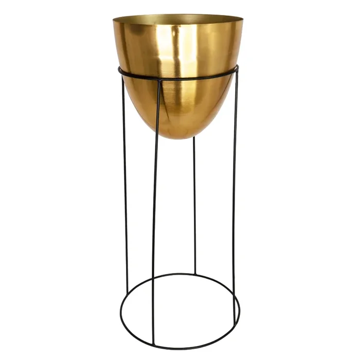 AVA 18″ Metal Floor Planter Gold