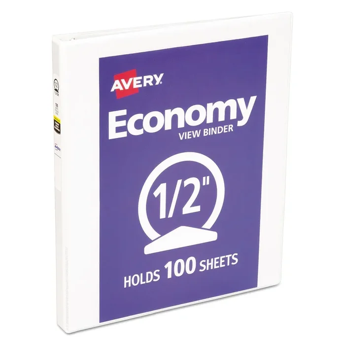 Avery® Economy View Binder With Round Rings , 3 Rings, 0.5″ Capacity, 11 X 8.5, White, (5706)