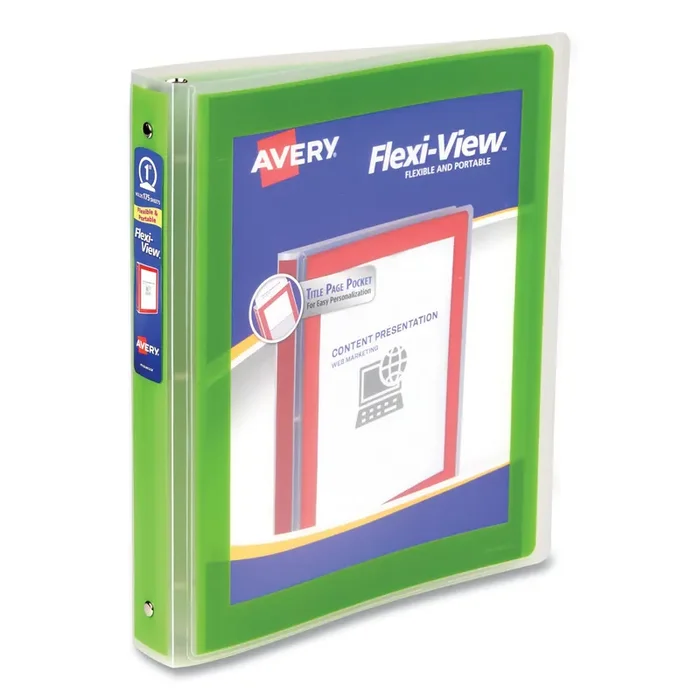 Avery® Flexi-View Binder with Round Rings, 3 Rings, 1″ Capacity, 11 x 8.5, Green